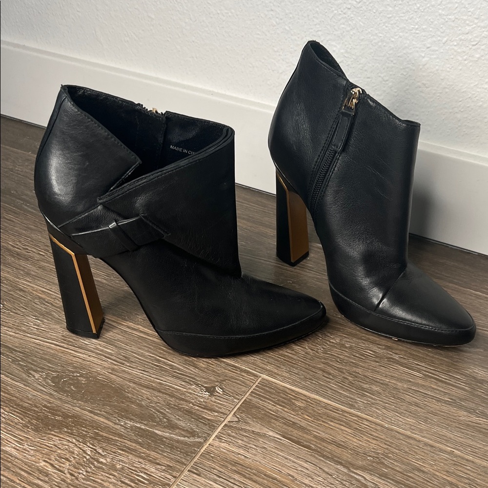 Derek Lam Black Soft Leather Heeled Ankle Boots Size 7.5